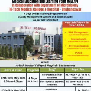 20240507 ISO 15189 4-Day Quality Management System and Internal Audit, 07-10 May 2024